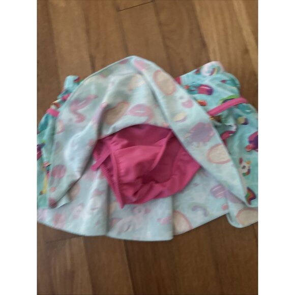 UV Skinz Blue And Pink Pool Vacation Theme Swim Skirt Girls Size 5 - Picture 2 of 4